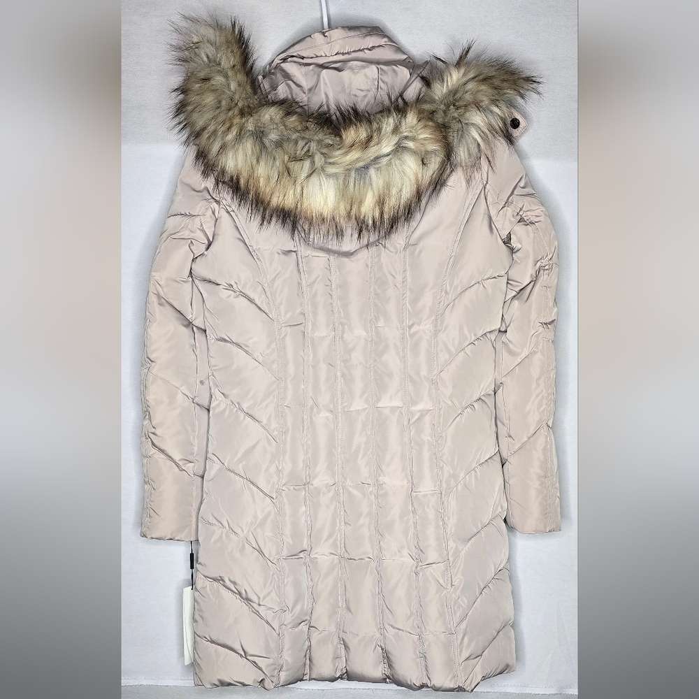 NWT Calvin Klein Womens Beige Puffer Hood Jacket with Fur Size M - Picture 4 of 8